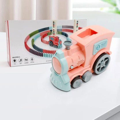 Automatic Domino Building Blocks Train Toy with colorful dominoes and motorized train mechanism