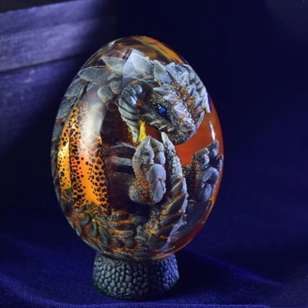 Lava Dragon Egg Desktop Decoration Dinosaur Egg Resin Crafts in various colours and base options