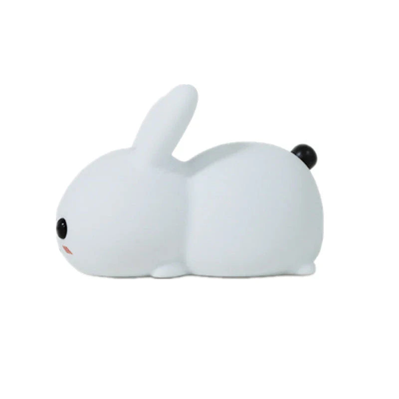 Adorable Rabbit LED Night Light with Soft Silicone, Dimmable Brightness, and USB Rechargeable Design