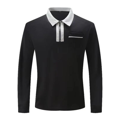 2024 Autumn Men's Long Sleeve Zipper Polo Shirts in various colors
