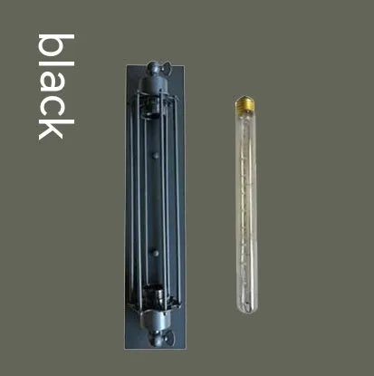 Industrial style retro iron wall lamp in antique black finish, 470mm tall.