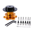 Car steering wheel quick release adapter device shown in multiple colour options