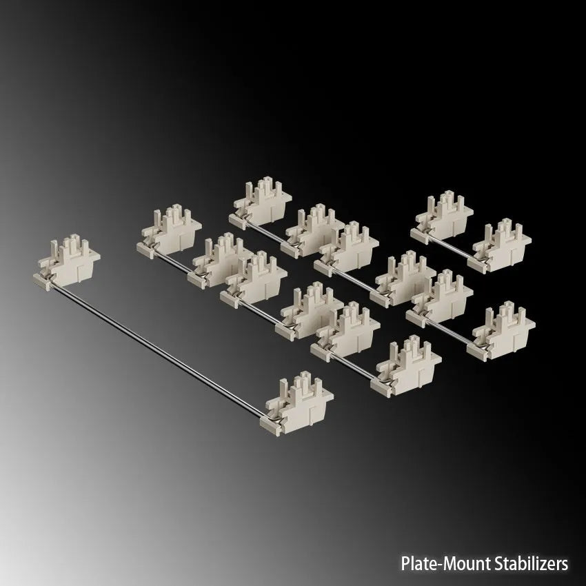 Black and milky white mechanical keyboard stabilisers for 6.25U and 7U spacebars