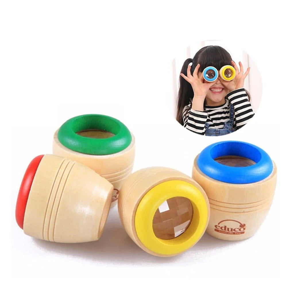 Wooden Magic Kaleidoscope educational toy for children with colourful visual effects