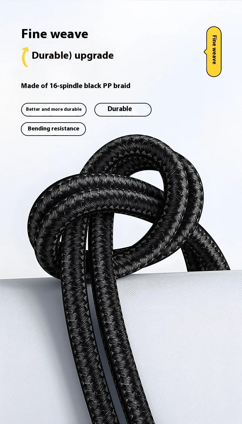 Phone fast charge data cable woven black digital display 1.2m Lightning Type-C 66W