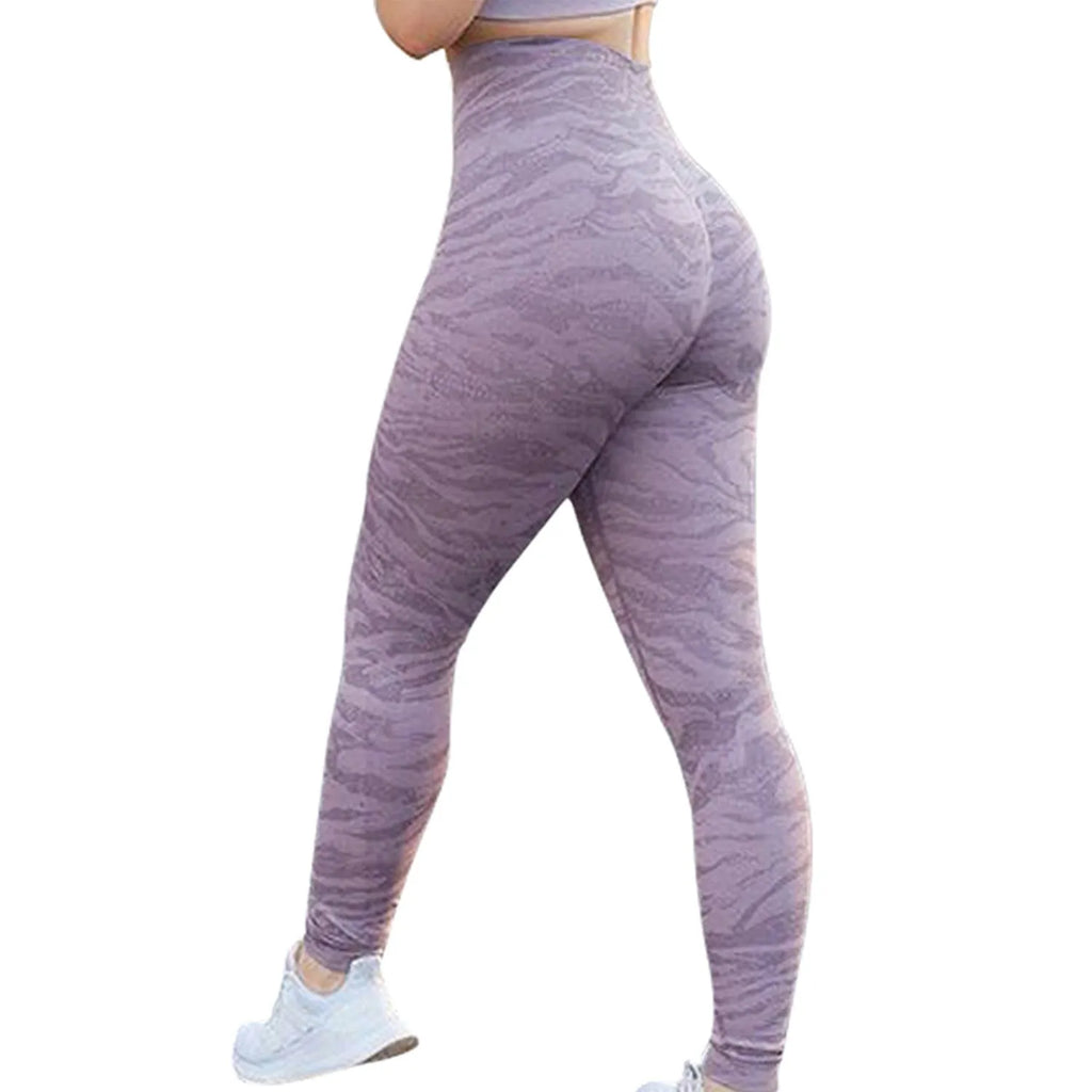 Women's push up butt leggings in camouflage print with moisture-wicking fabric for workout and fitness