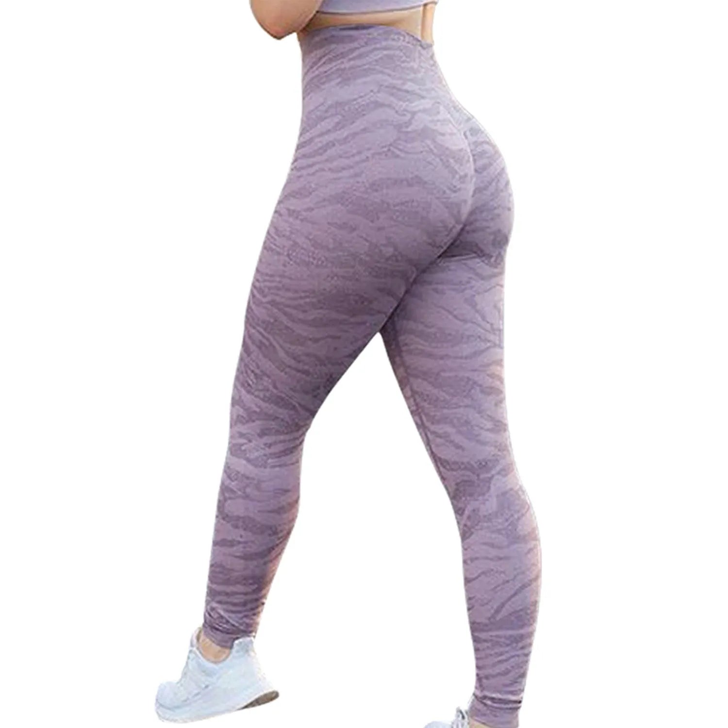 Women's push up butt leggings in camouflage print with moisture-wicking fabric for workout and fitness