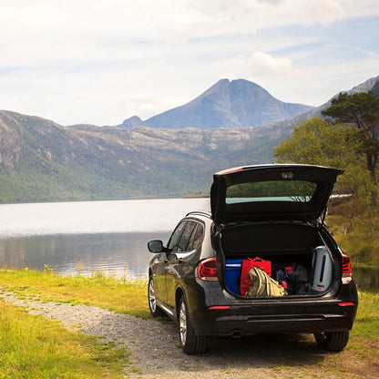 Grey 12L PVC solar shower bag measuring 43cm tall with 17cm diameter for outdoor camping