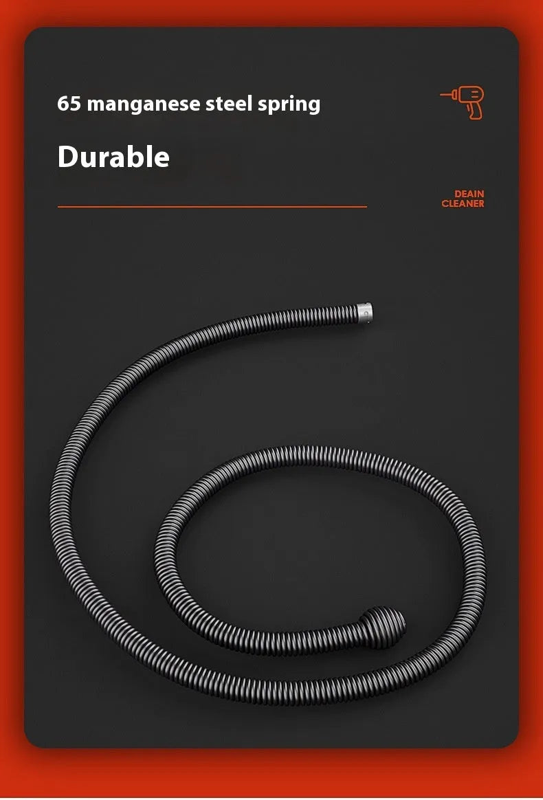 Electric pipe drainage facility with 16.8V motor and 7.5-metre steel wire cable for clearing toilet and kitchen sewer blockages