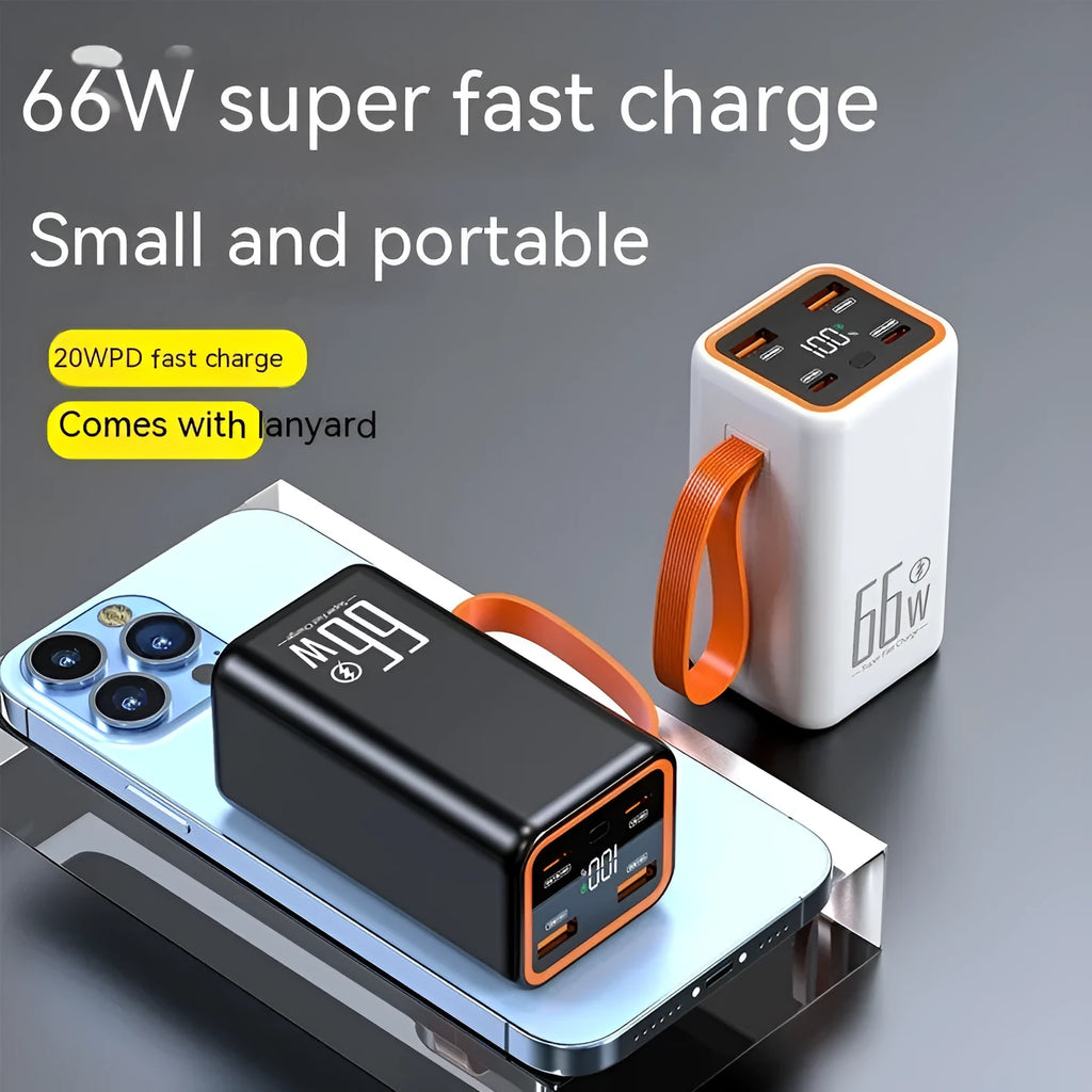 PD66W Fast Charge 20000 MA Power Bank in black and white colour options