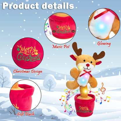 Interactive Christmas plush toy with singing and recording features