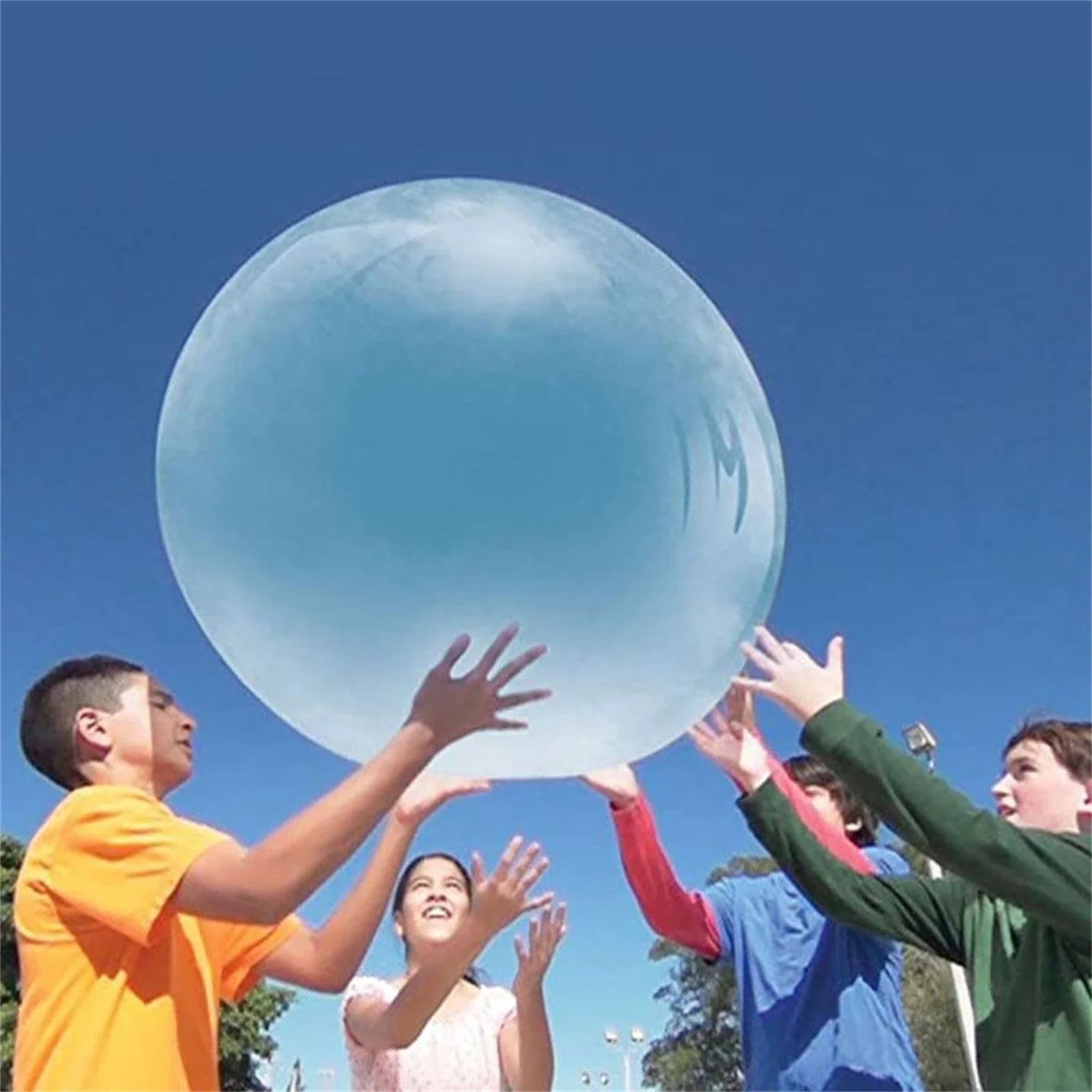 Colorful extra-large inflatable bubble balls in various sizes and vibrant hues, perfect for parties and outdoor fun