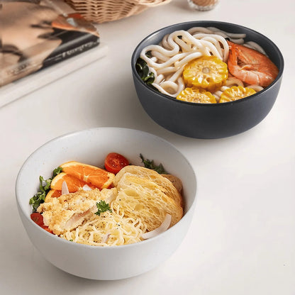 Set of 4 ceramic kitchen bowls, 27oz each, in grey and white, microwave and oven safe