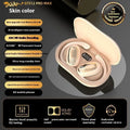Wireless Bluetooth open ear headphones in ear hook style, black, with digital display and breathing light