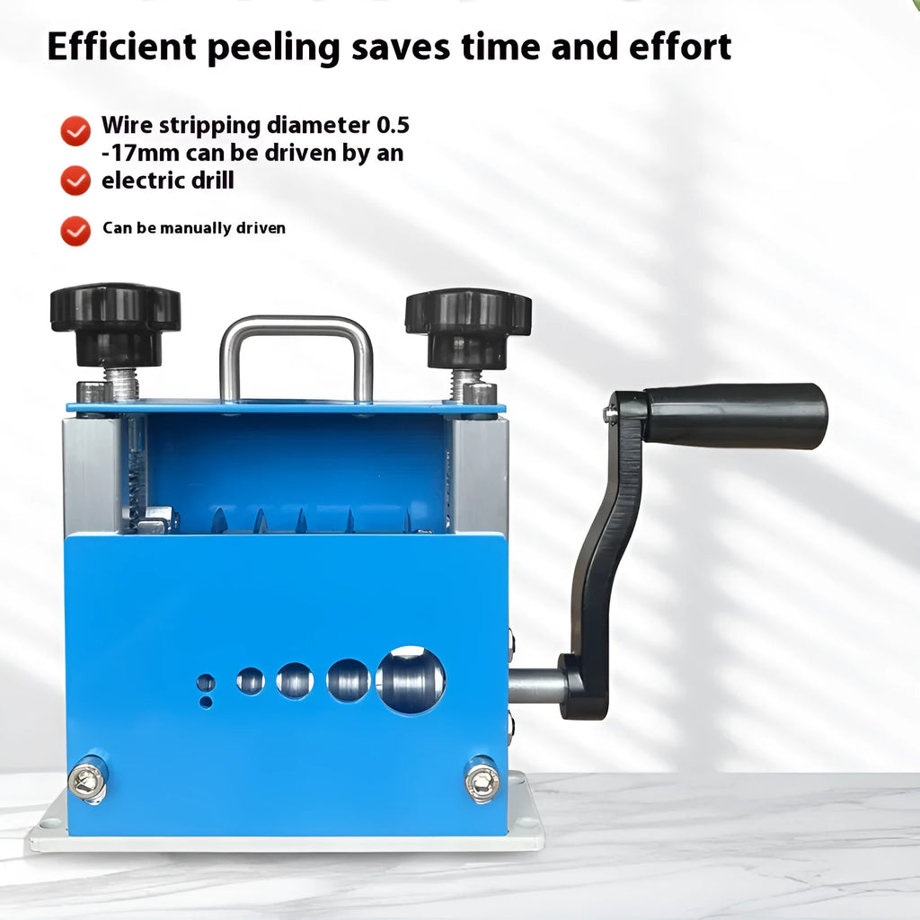 SD-017 manual wire stripping machine with 0.5-17mm diameter range and compact dimensions