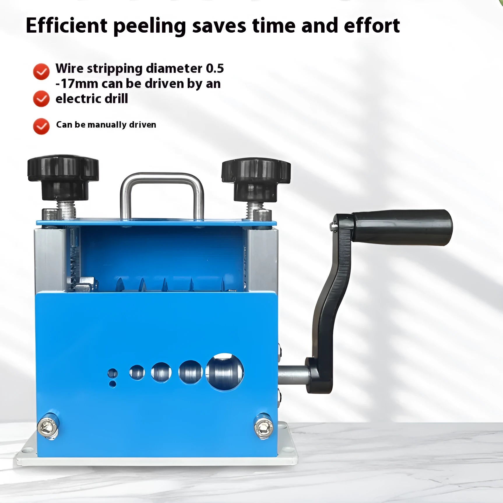 SD-017 manual wire stripping machine with 0.5-17mm diameter range and compact dimensions