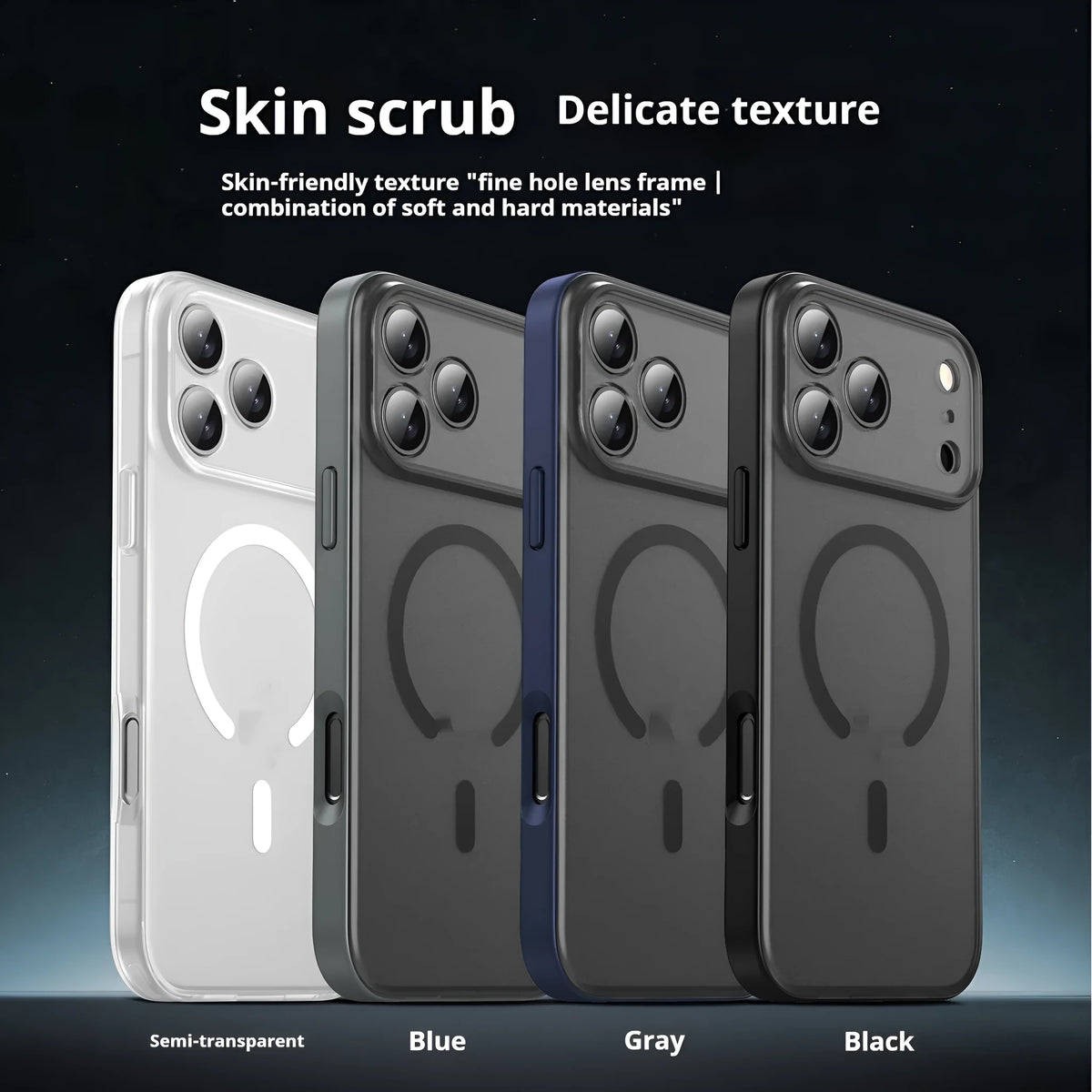 Frosted Series TPU phone case for IPhone17 in translucent colour with magnetic suction