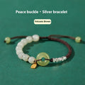 Woven Hetian jade bracelet with safety buckle in flower shape with chamfered square grain pattern