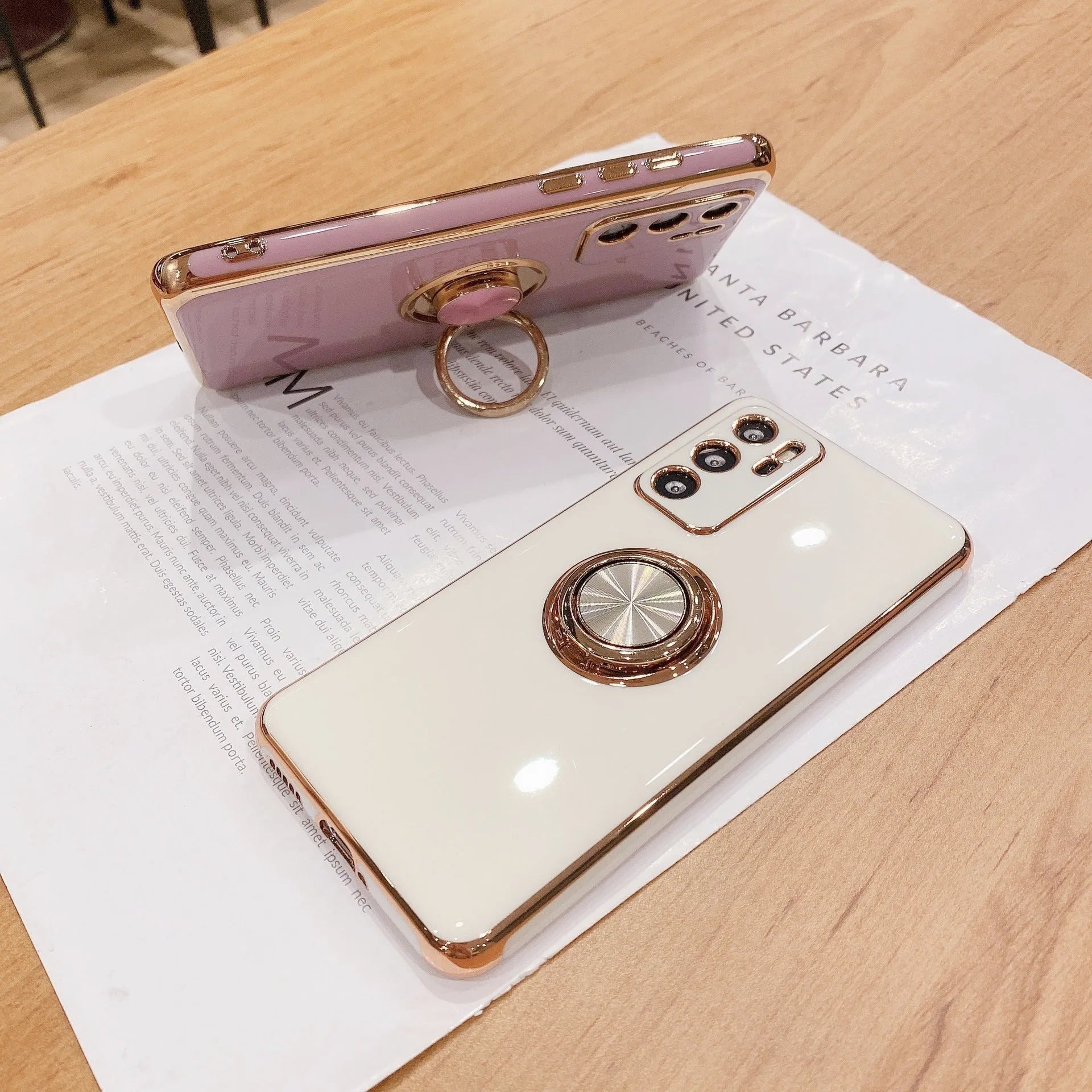Huawei P40 Pro mobile phone case with integrated ring bracket in multiple colour options