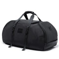 Black Oxford cloth outdoor travel backpack with letters pattern and three shoulder straps