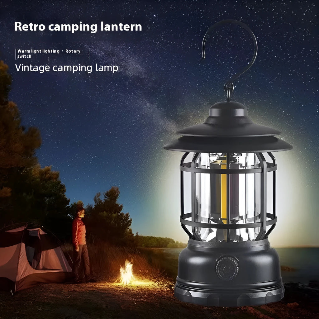 Portable camping lantern head lamp in dark green, black, or red with super bright light for outdoor use