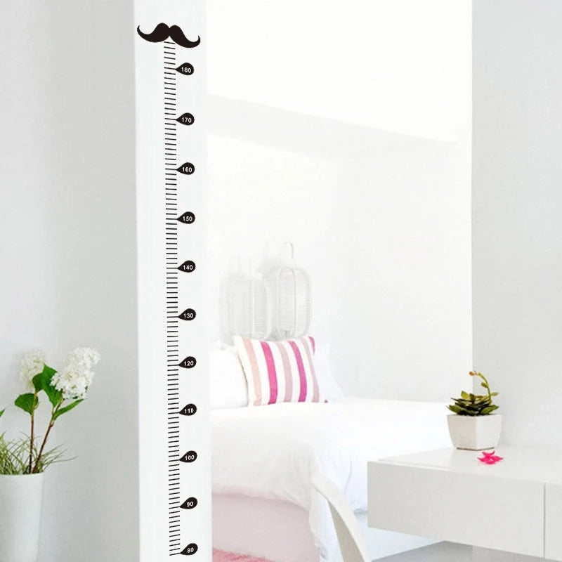 Children's beard height measurement wall sticker in black, 57cm by 12cm