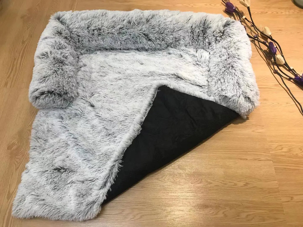 Plush removable and washable blanket pet nest in gradient gray cotton for cats and dogs