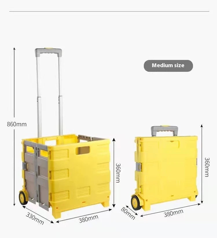Foldable plastic household trolley with lid in various colours