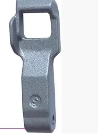 Silver LG drum washing machine door interlock hook switch accessory on white background