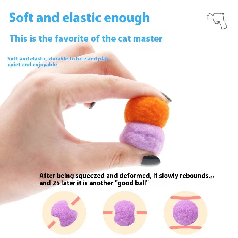 30cm pet toy launching gun with soft plush yarn balls for dogs and cats interactive play