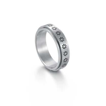 Stylish titanium steel rings with stars, moons, and unique textures for fashionable accessories