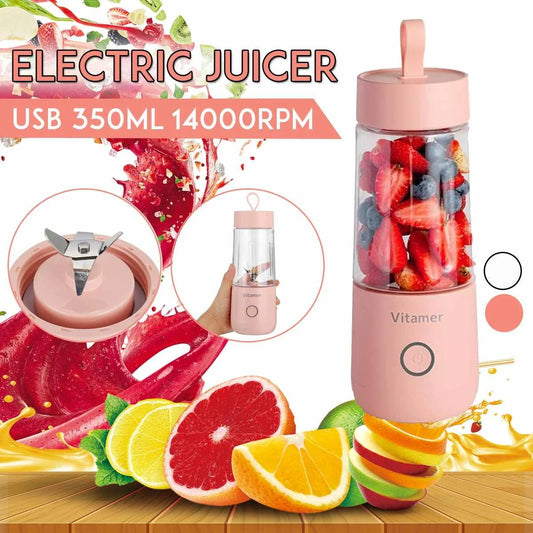 Powerful and portable USB rechargeable blender with stainless steel blades, Tritan pitcher, and compact design for making on-the-go smoothies and juices