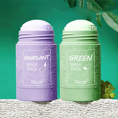 Premium green tea and eggplant mud mask for deep cleansing, oil control, and radiant skin