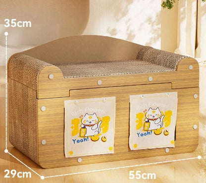 Durable sisal cat scratch board with integrated nest, perfect for protecting furniture and providing comfort for your cat