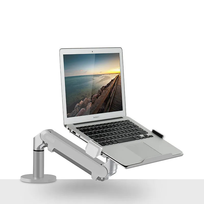 Aluminum alloy hover computer stand with air pressure arm bracket in silver colour