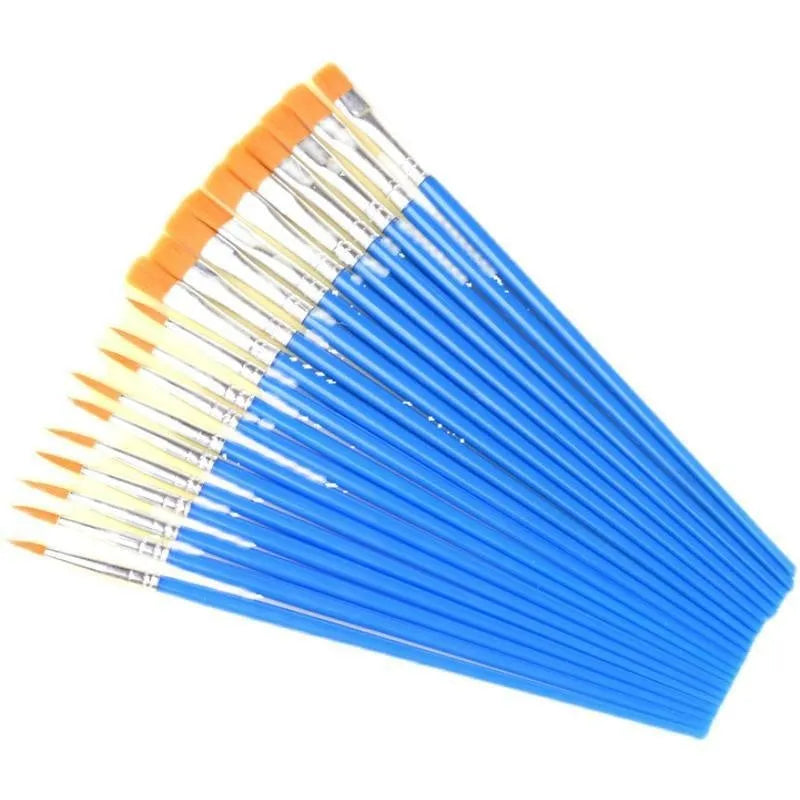 Children's graphic art gouache pen set with flat pen and line marker on white background