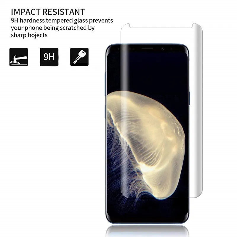 Tempered glass screen protector for Samsung Galaxy smartphones with anti-fingerprint coating