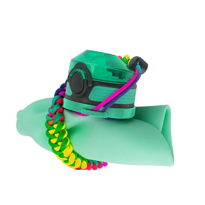 Collapsible silicone water bottle in black, green, and pink, 2000ML capacity