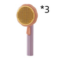 Pumpkin coloured pet grooming brush with curved stainless steel needles for hair removal