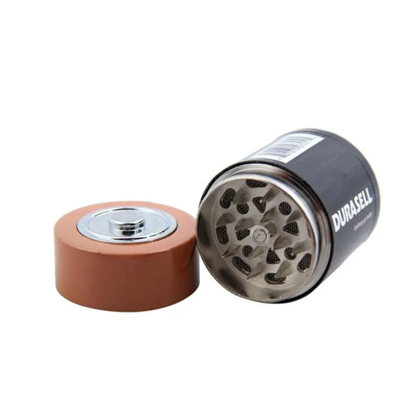Black zinc alloy 55mm three-layer battery-shaped smoke grinder with keychain and USB flash drive