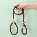 Nylon slip lead training dog leash in black with rope thickness options from 0.8cm to 1.6cm