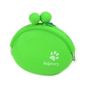Yellow silicone dog treat bag with waist clip, shown open to reveal storage pocket.