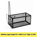 Automatic mouse trap cage in metal or plastic, shown in small, medium, and large size options.
