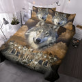 Brown wolf pack design 3 piece bedding set with microfiber comforter and two pillow shams