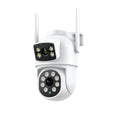 White icsee 600W outdoor wireless surveillance camera with dual-screen and bracket