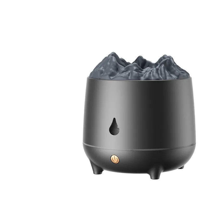 Round black or white volcanic-shaped ultrasonic humidifier with USB cable