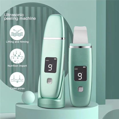 Ultrasonic Vibration Blackhead Remover with LED screen and stainless steel shovel for deep skin cleansing