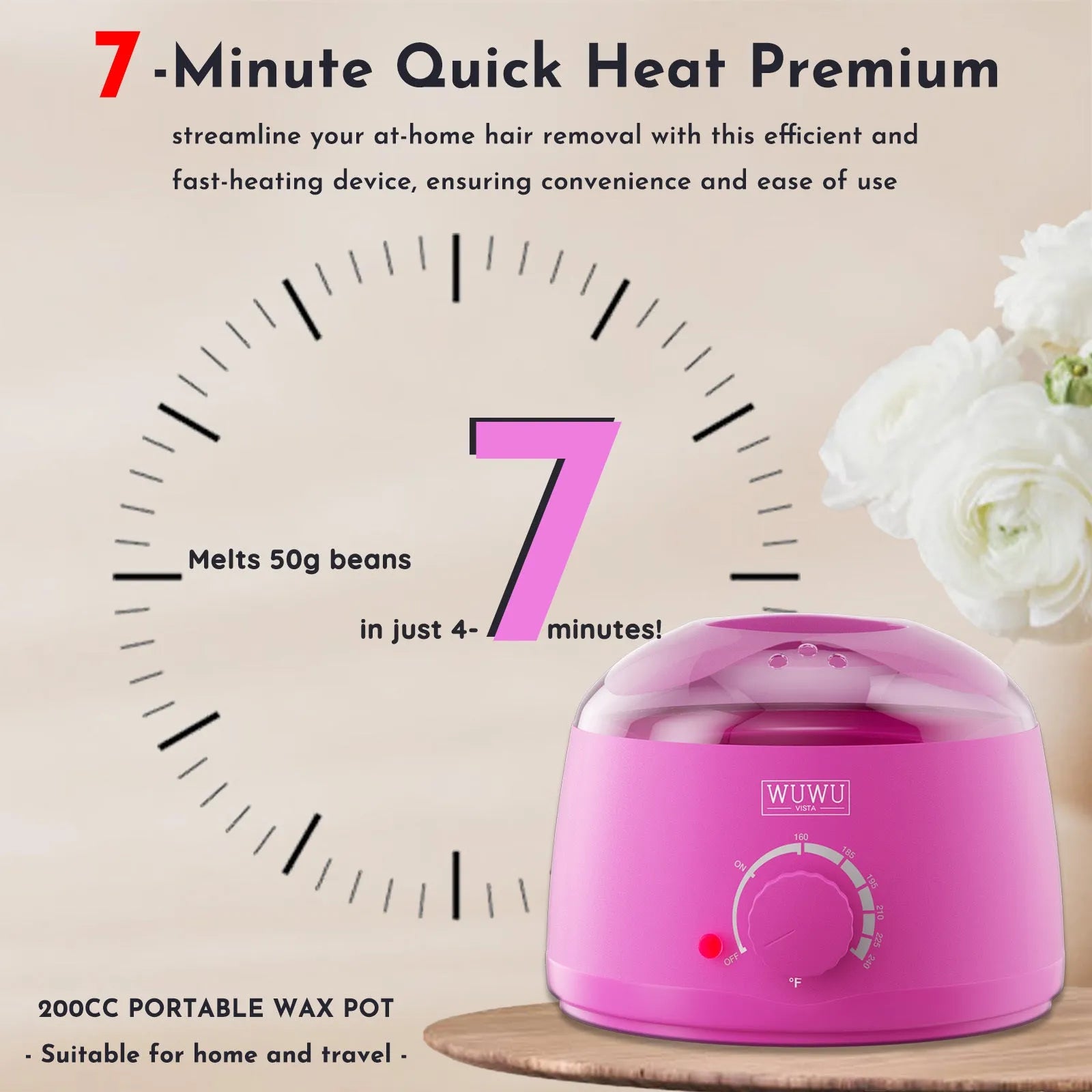 Hard wax hair removal kit with black wax warmer, wax beans, applicator sticks, and aftercare products