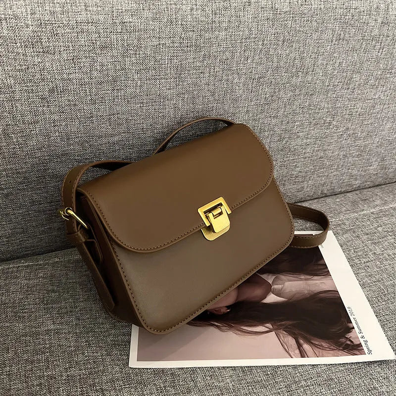 Women's soft PU one-shoulder underarm small square bag in a horizontal shape, shown in various colours.