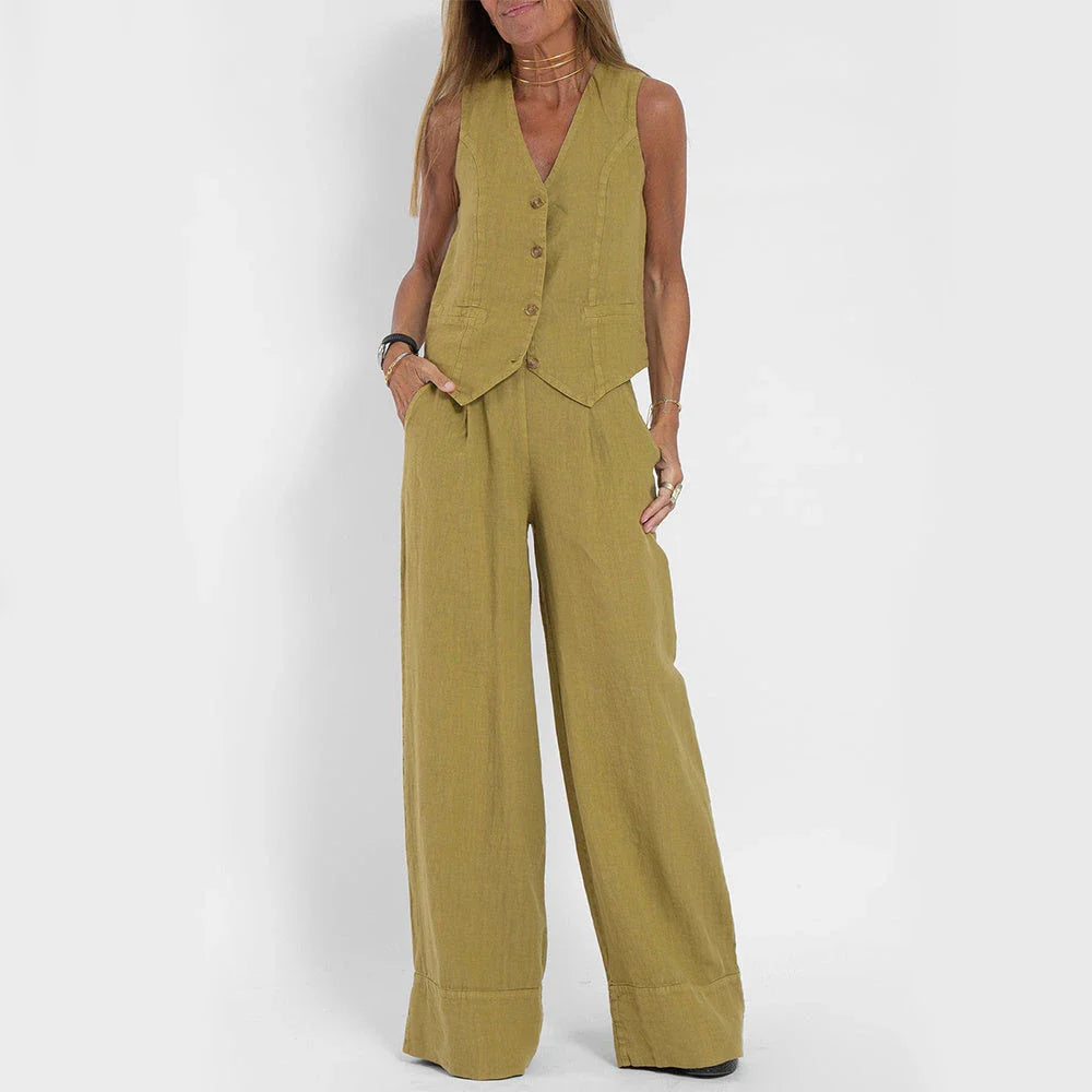 Chic summer vest and pants set for women in various colors and sizes